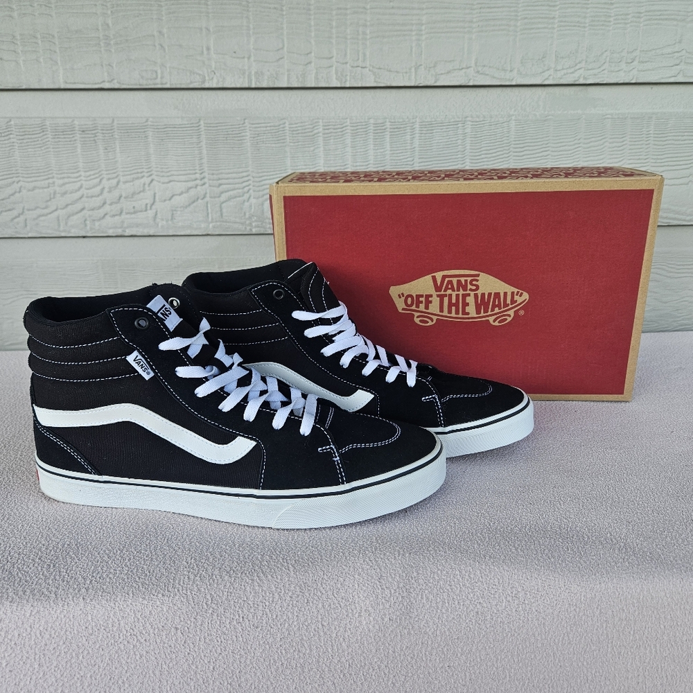 Vans Filmore Hi Top Sneaker Men SZ 13 Black White Suede Canvas VN0A5HZLIJU